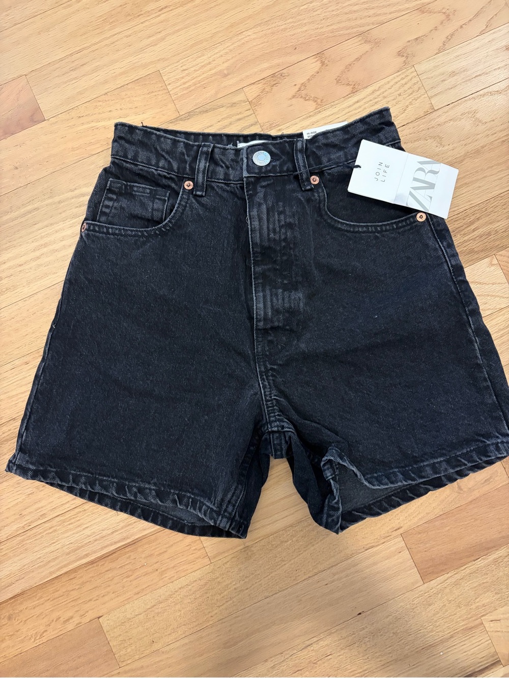 Zara Black Mom Fit Denim Shorts NWT